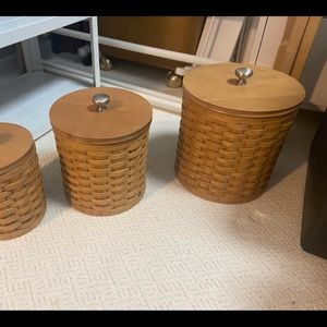 Longaberger canister baskets with lids and inserts